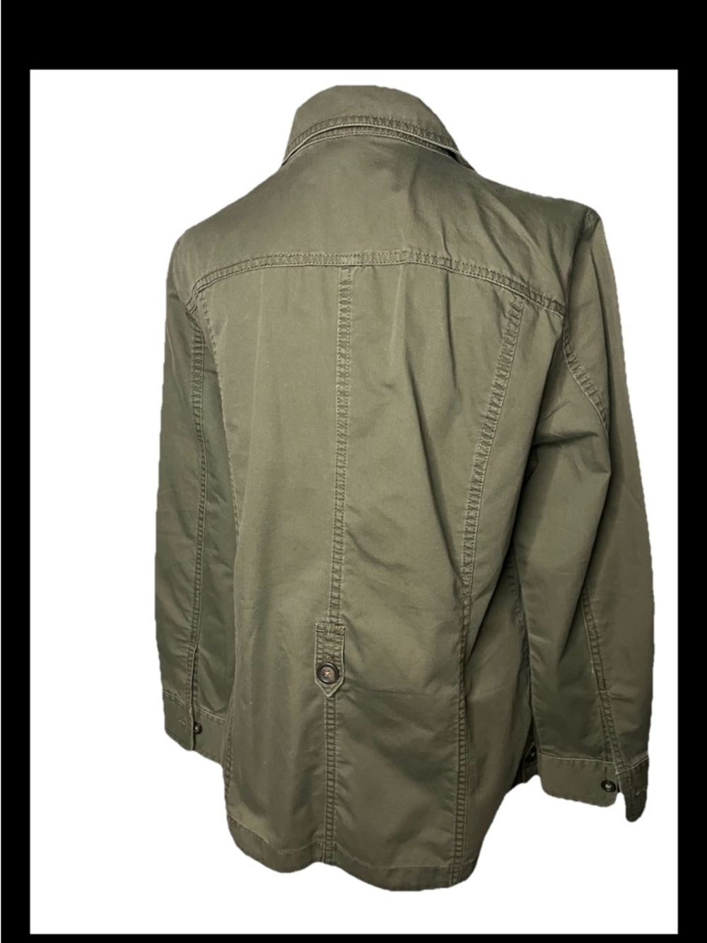 Lord & Taylor Green  100% Cotton  Cargo Jacket Women’s Large - Picture 4 of 7